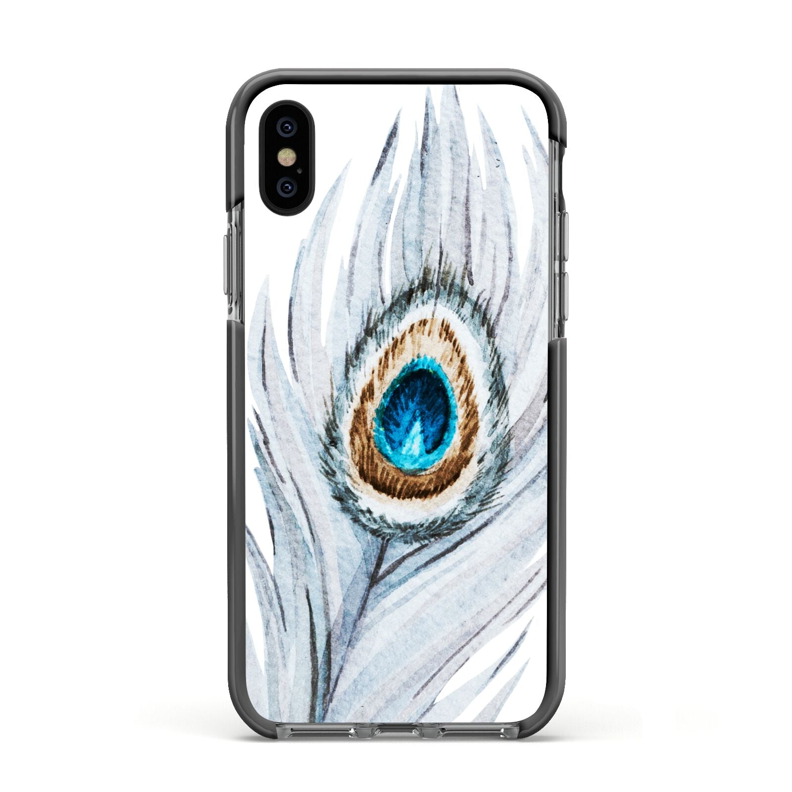 Peacock Apple iPhone Xs Impact Case Black Edge on Black Phone