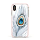 Peacock Apple iPhone Xs Impact Case Pink Edge on Gold Phone