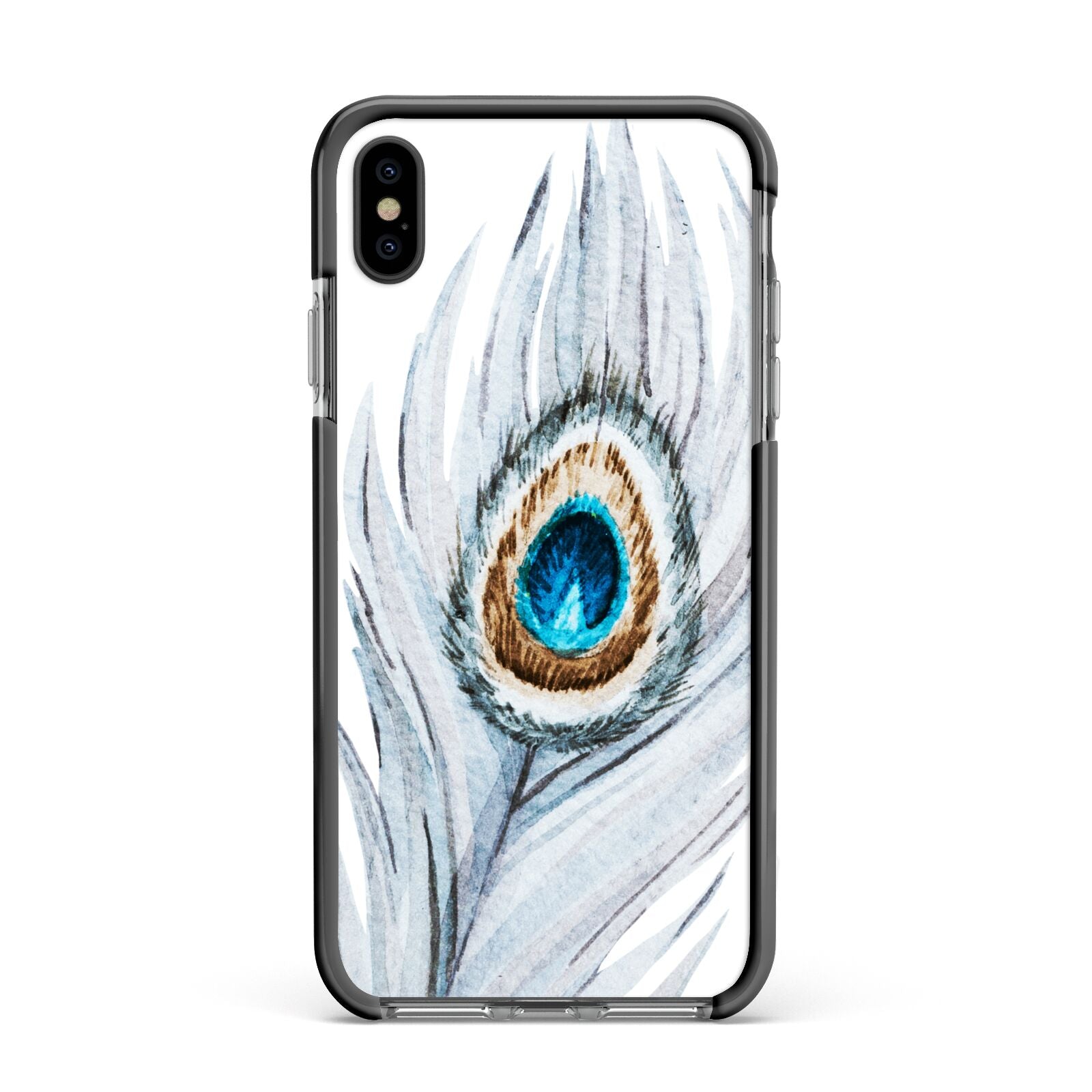 Peacock Apple iPhone Xs Max Impact Case Black Edge on Black Phone