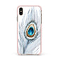 Peacock Apple iPhone Xs Max Impact Case Pink Edge on Gold Phone
