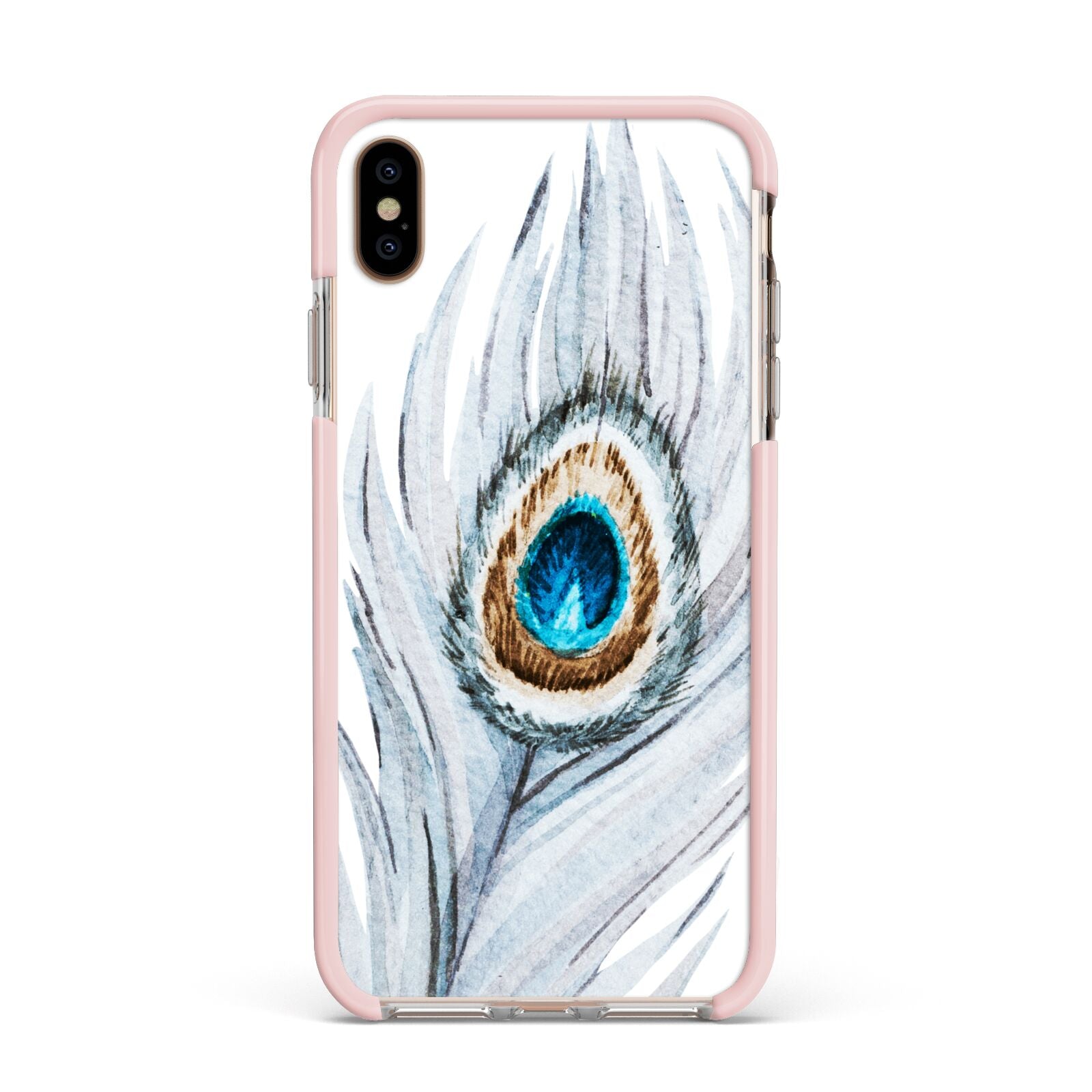 Peacock Apple iPhone Xs Max Impact Case Pink Edge on Gold Phone