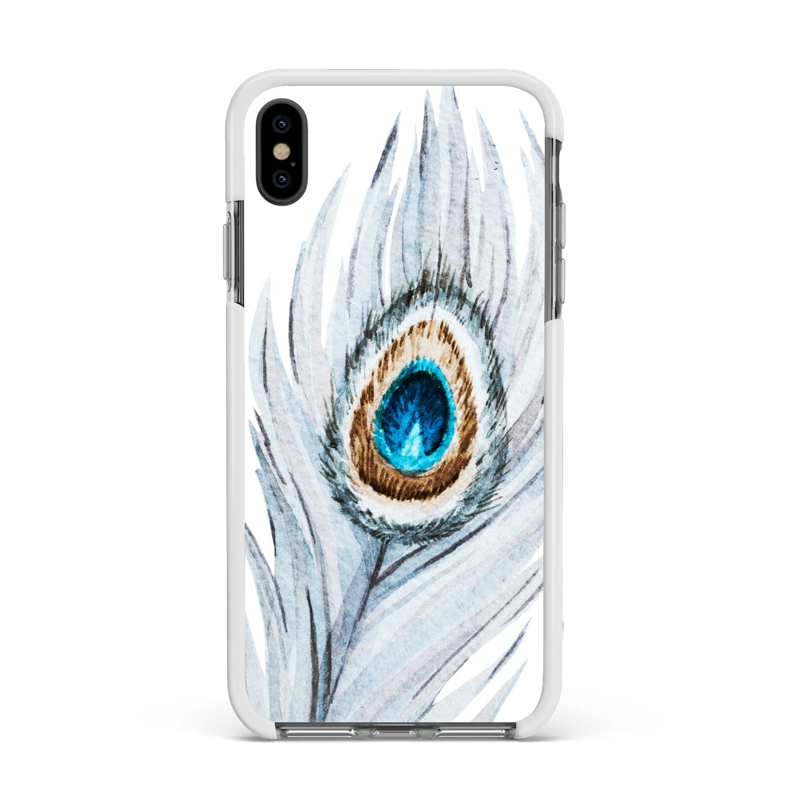 Peacock Apple iPhone Xs Max Impact Case White Edge on Black Phone