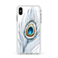 Peacock Apple iPhone Xs Max Impact Case White Edge on Silver Phone