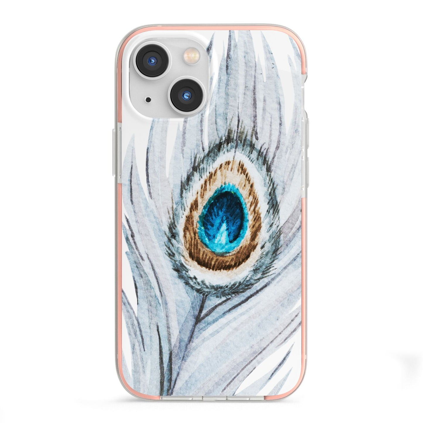 Peacock iPhone 13 Mini TPU Impact Case with Pink Edges