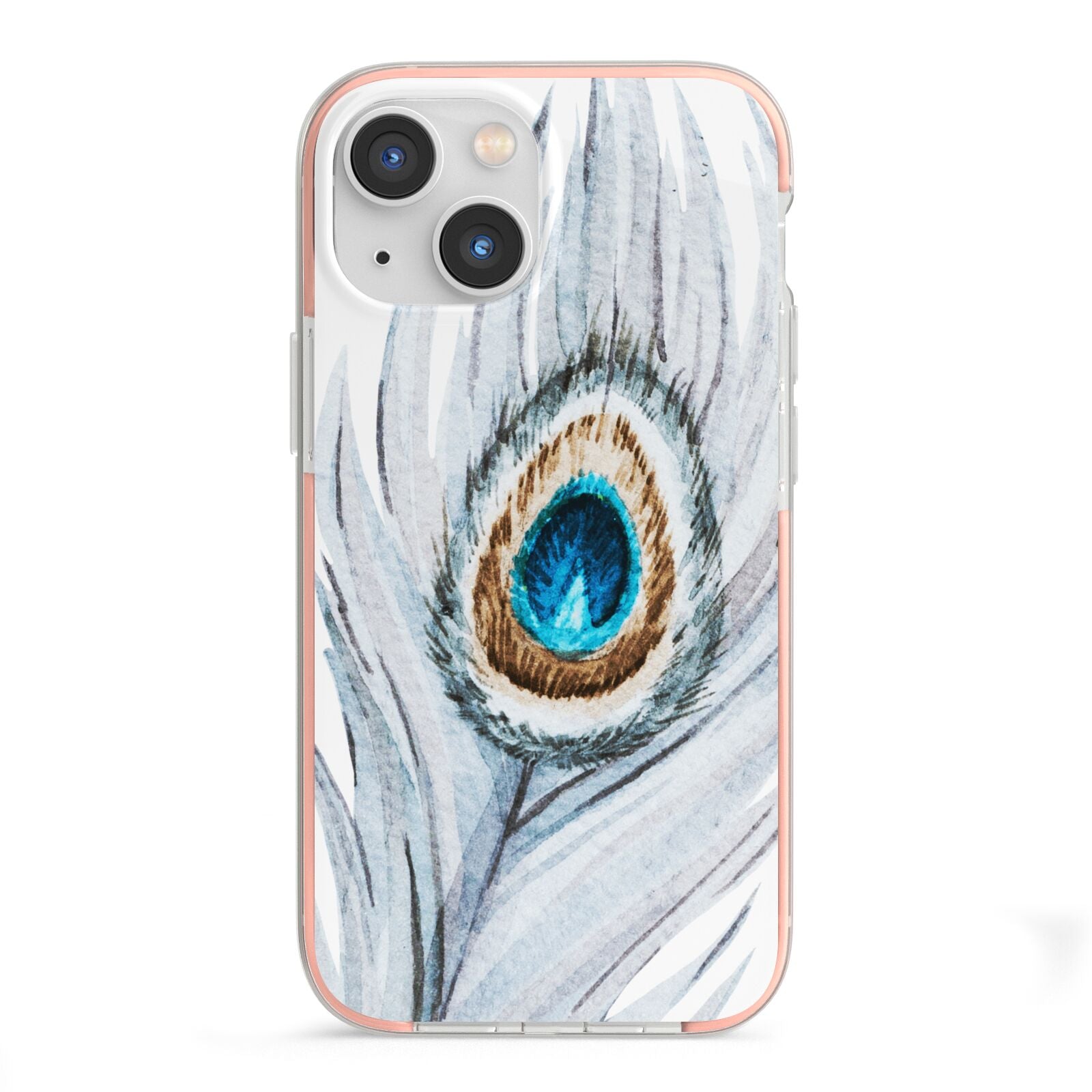 Peacock iPhone 13 Mini TPU Impact Case with Pink Edges