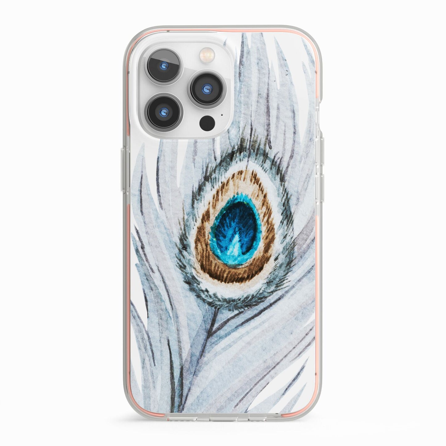 Peacock iPhone 13 Pro TPU Impact Case with Pink Edges