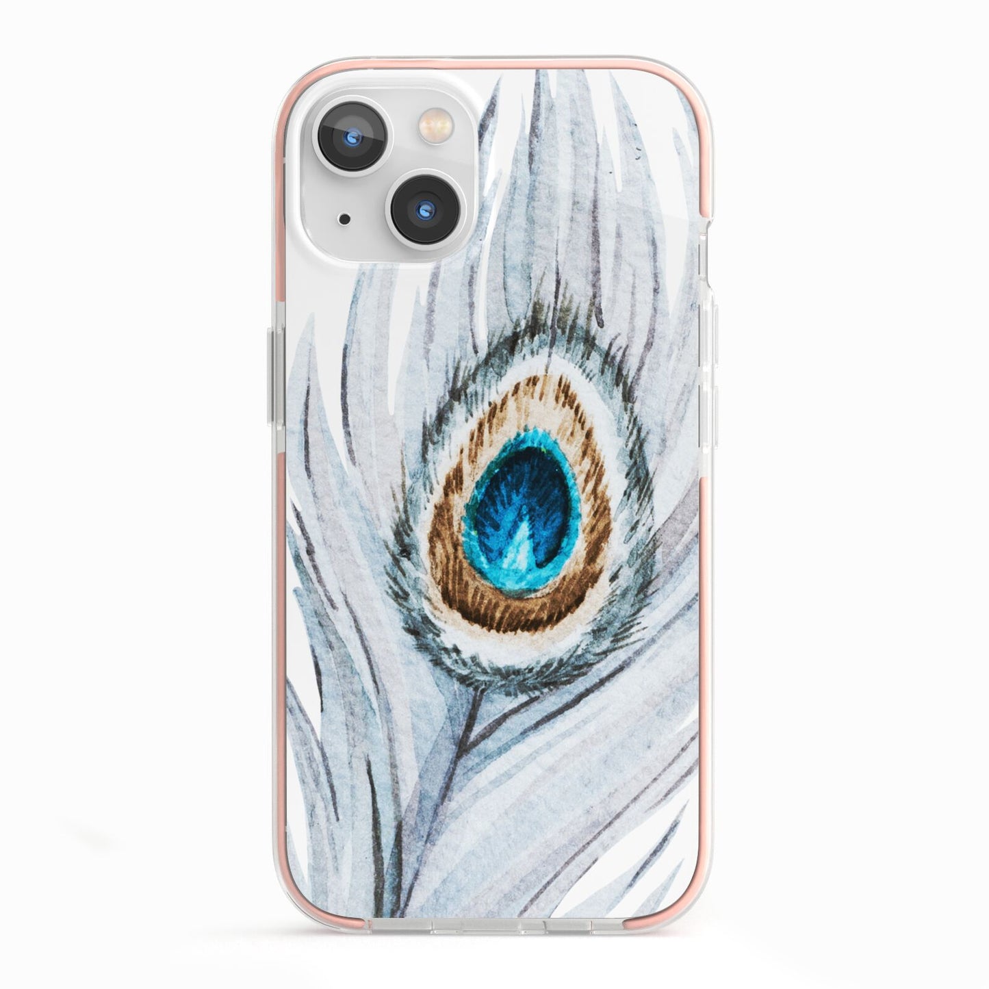 Peacock iPhone 13 TPU Impact Case with Pink Edges