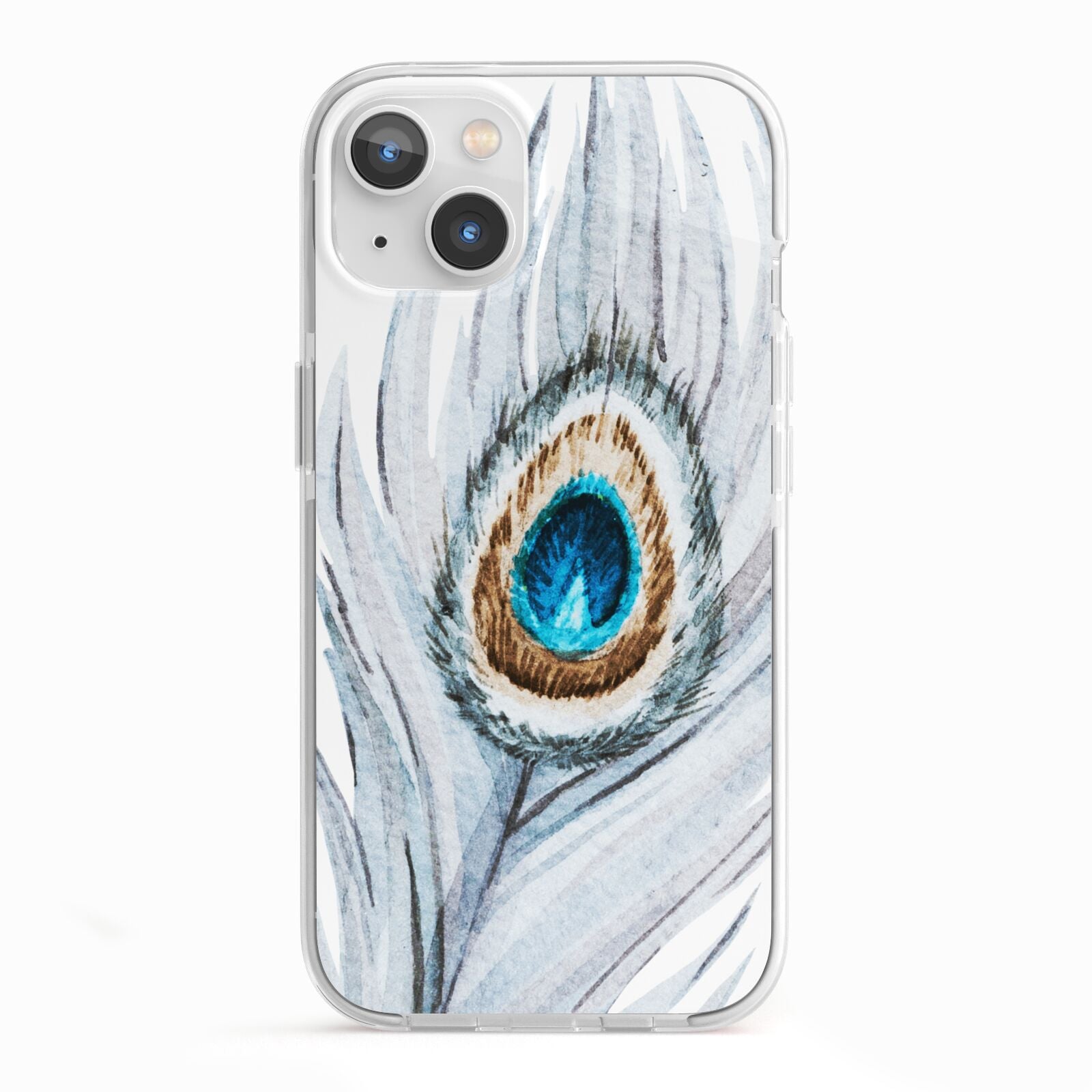 Peacock iPhone 13 TPU Impact Case with White Edges