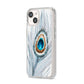 Peacock iPhone 14 Clear Tough Case Starlight Angled Image