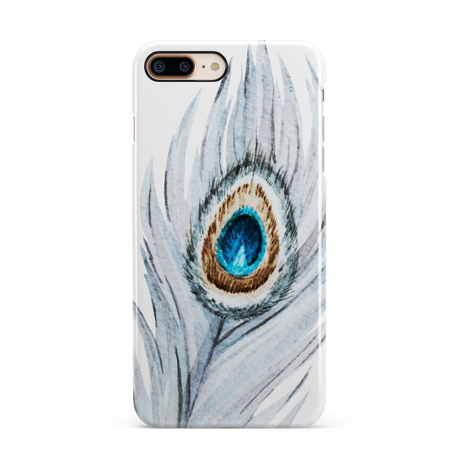 Peacock iPhone 8 Plus 3D Snap Case on Gold Phone