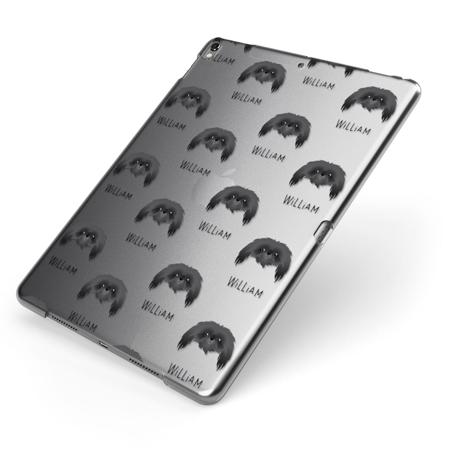 Pekingese Icon with Name Apple iPad Case on Grey iPad Side View