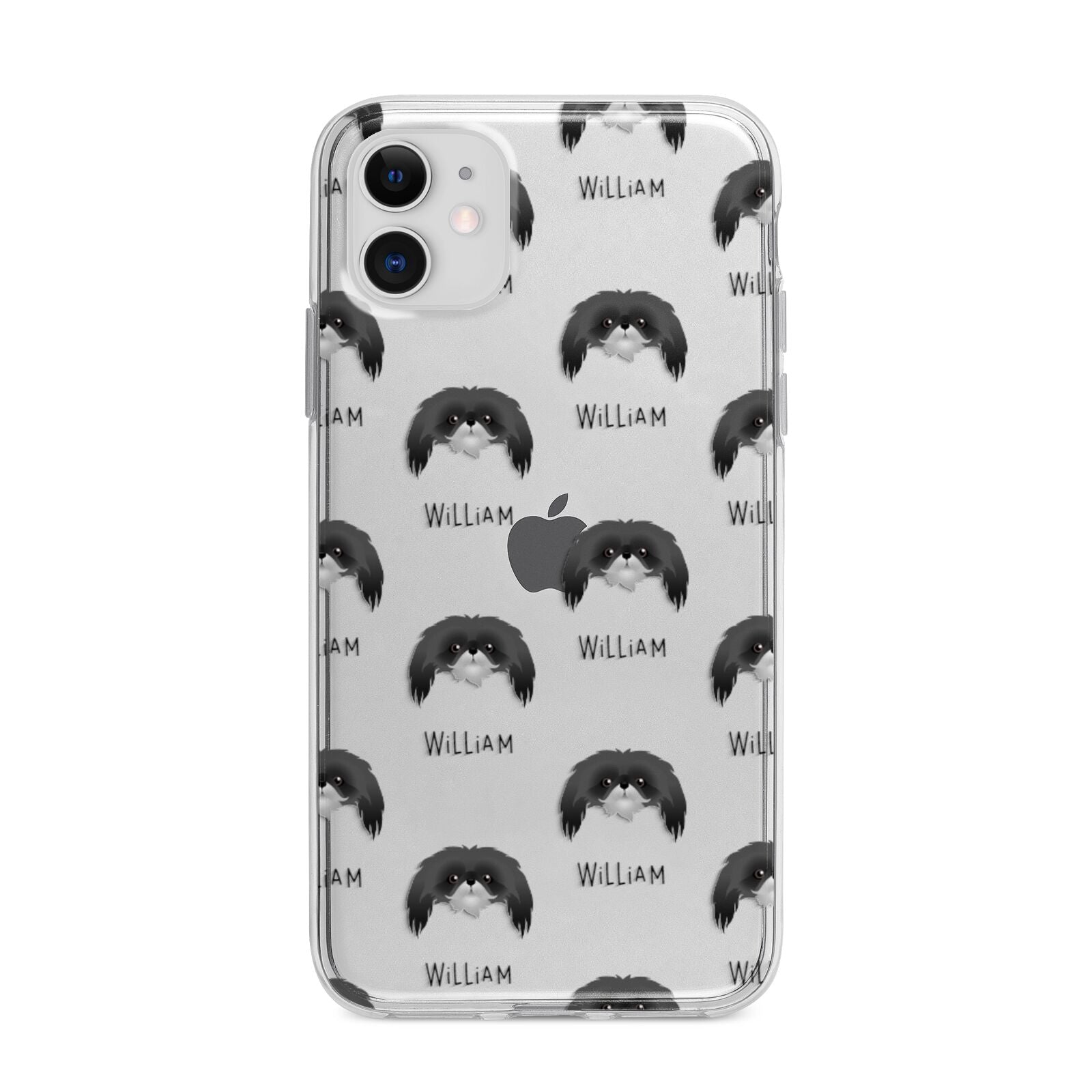 Pekingese Icon with Name Apple iPhone 11 in White with Bumper Case