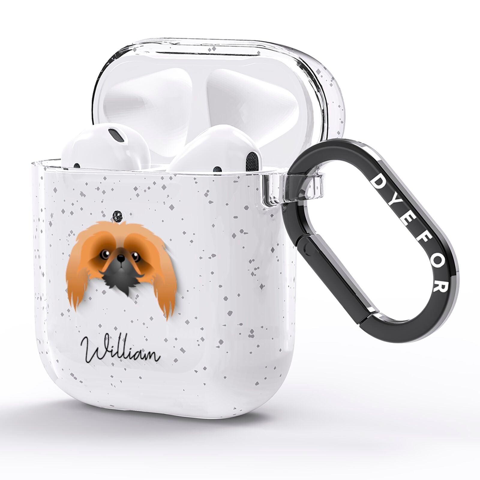 Pekingese Personalised AirPods Glitter Case Side Image