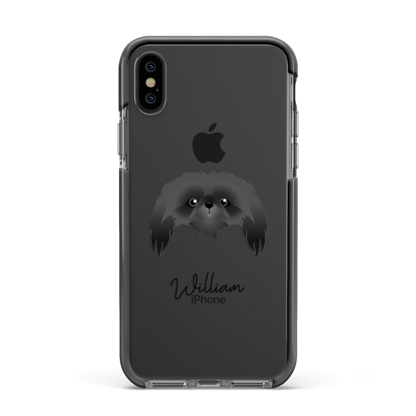 Pekingese Personalised Apple iPhone Xs Impact Case Black Edge on Black Phone