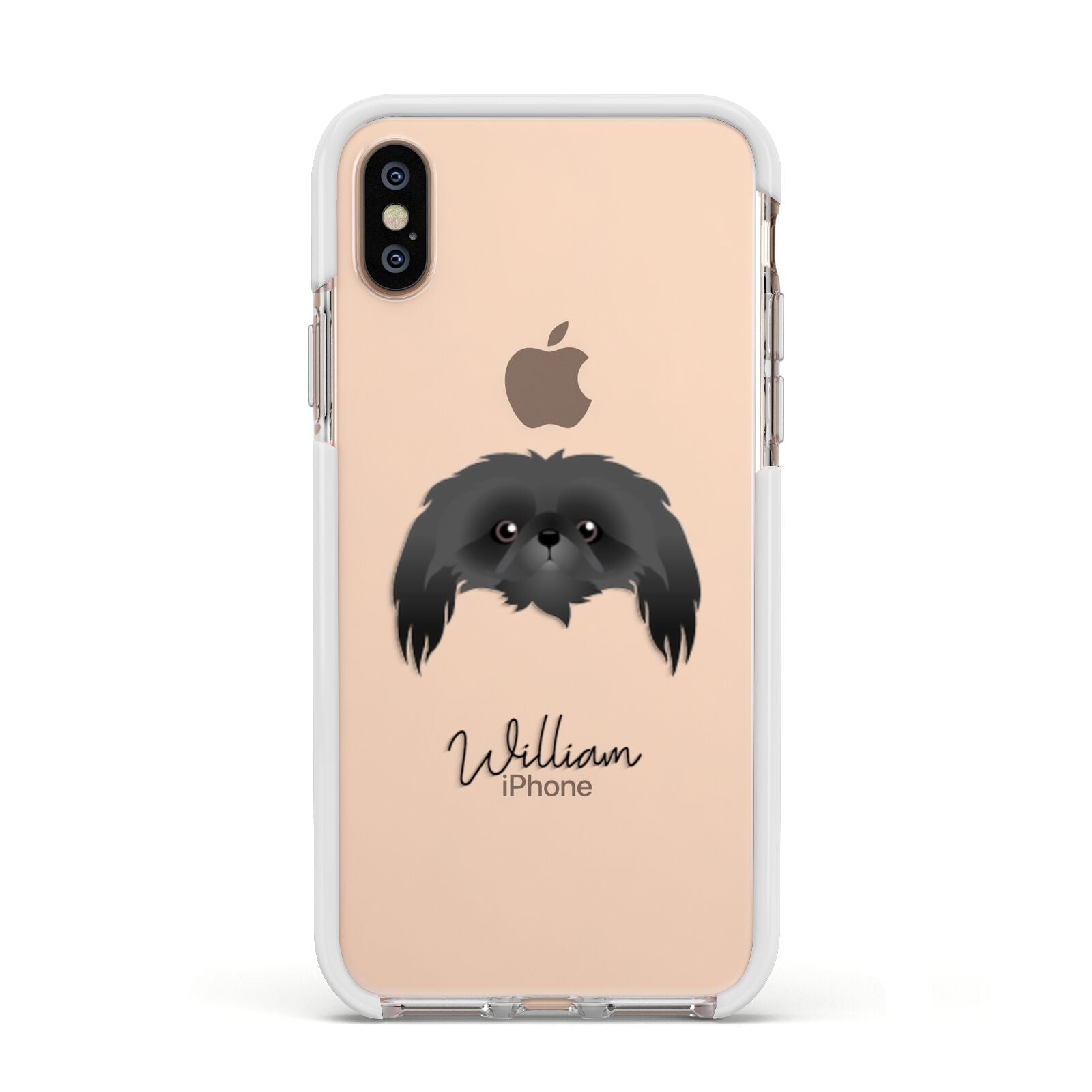 Pekingese Personalised Apple iPhone Xs Impact Case White Edge on Gold Phone