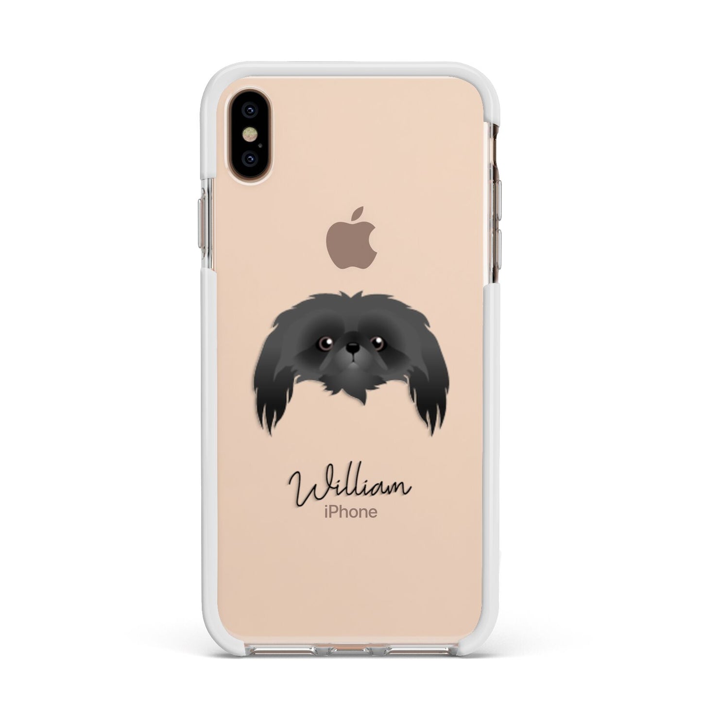 Pekingese Personalised Apple iPhone Xs Max Impact Case White Edge on Gold Phone