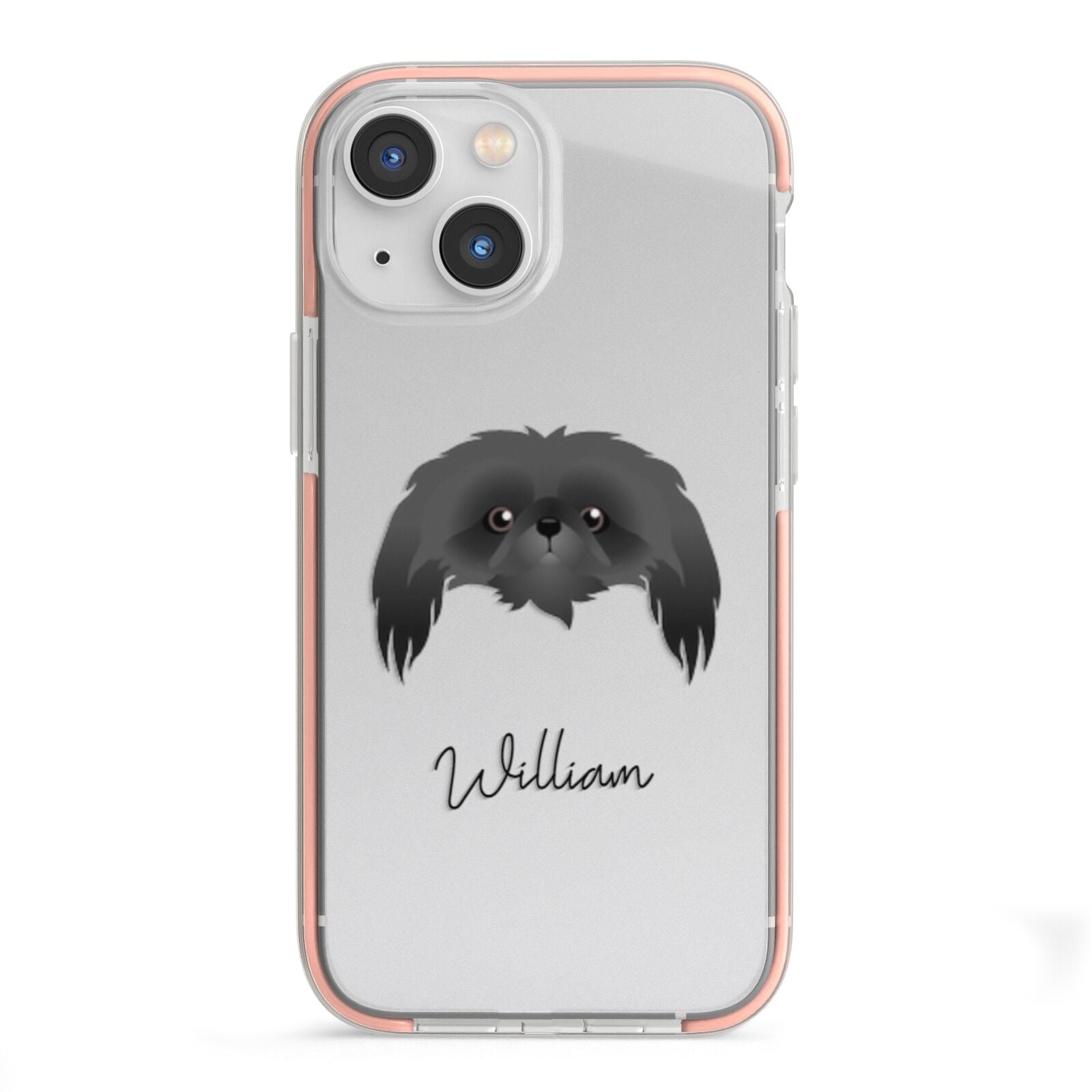 Pekingese Personalised iPhone 13 Mini TPU Impact Case with Pink Edges