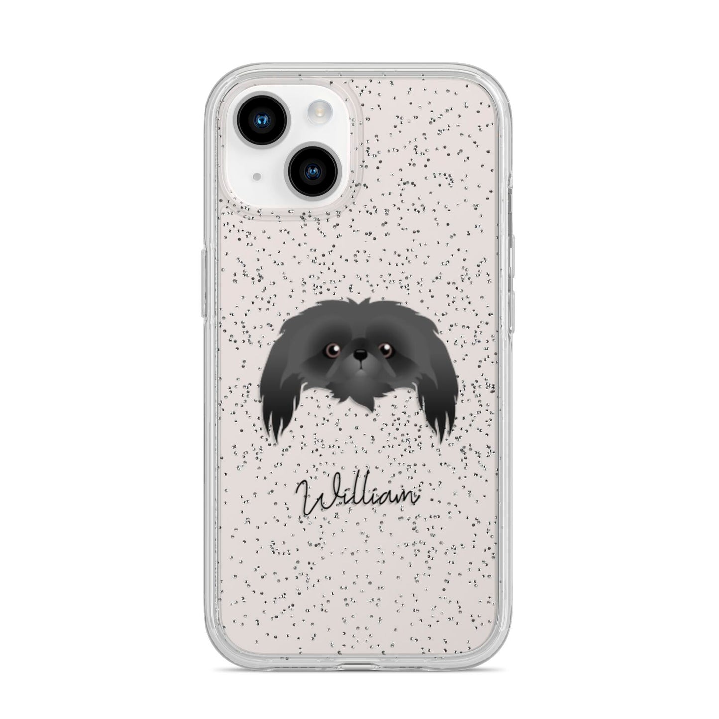 Pekingese Personalised iPhone 14 Glitter Tough Case Starlight