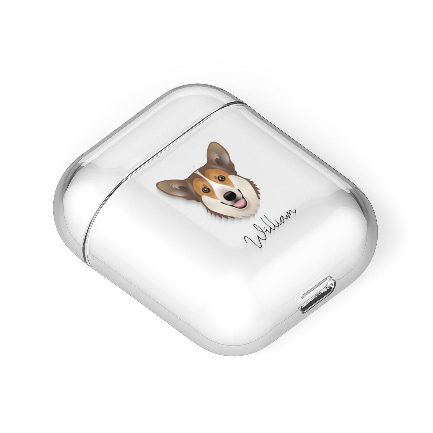 Pembroke Welsh Corgi Personalised AirPods Case Laid Flat