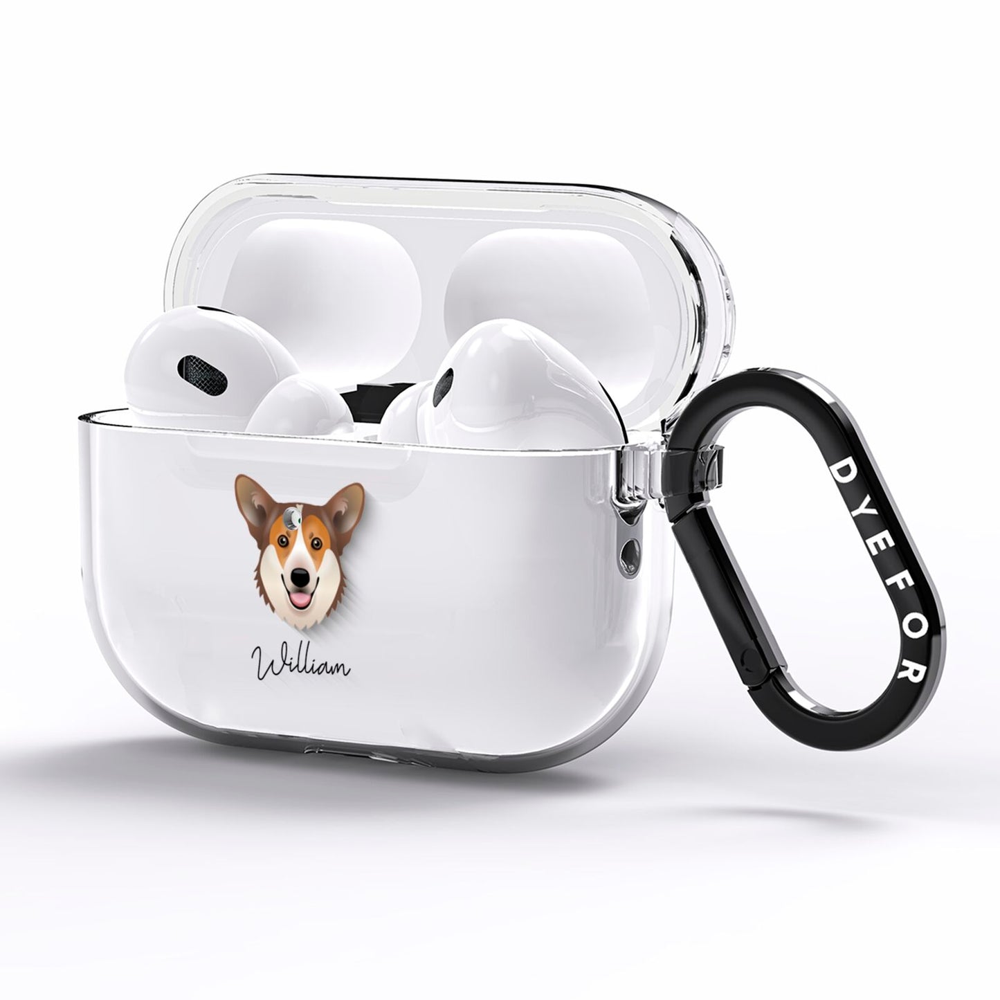 Pembroke Welsh Corgi Personalised AirPods Pro Clear Case Side Image
