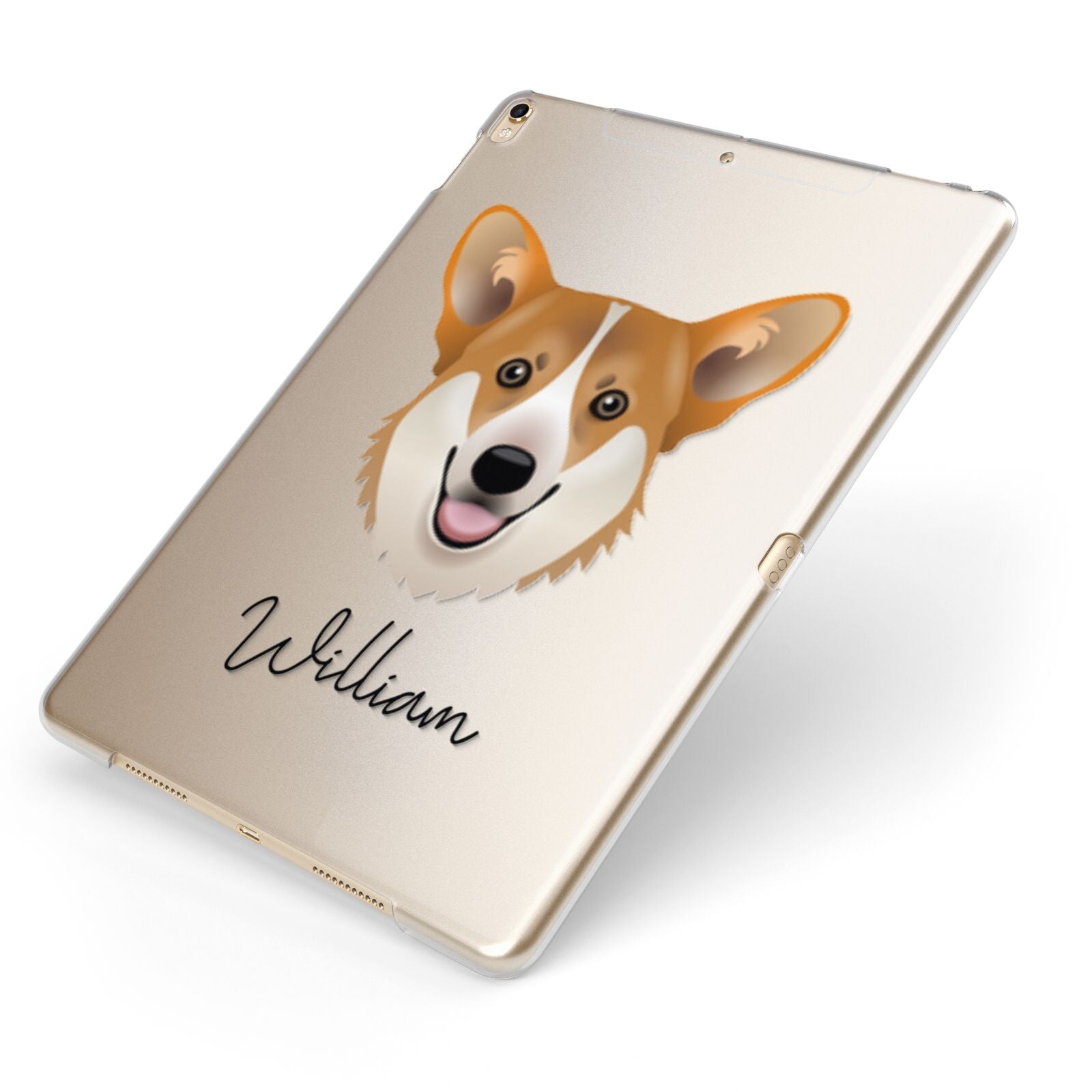 Pembroke Welsh Corgi Personalised Apple iPad Case on Gold iPad Side View