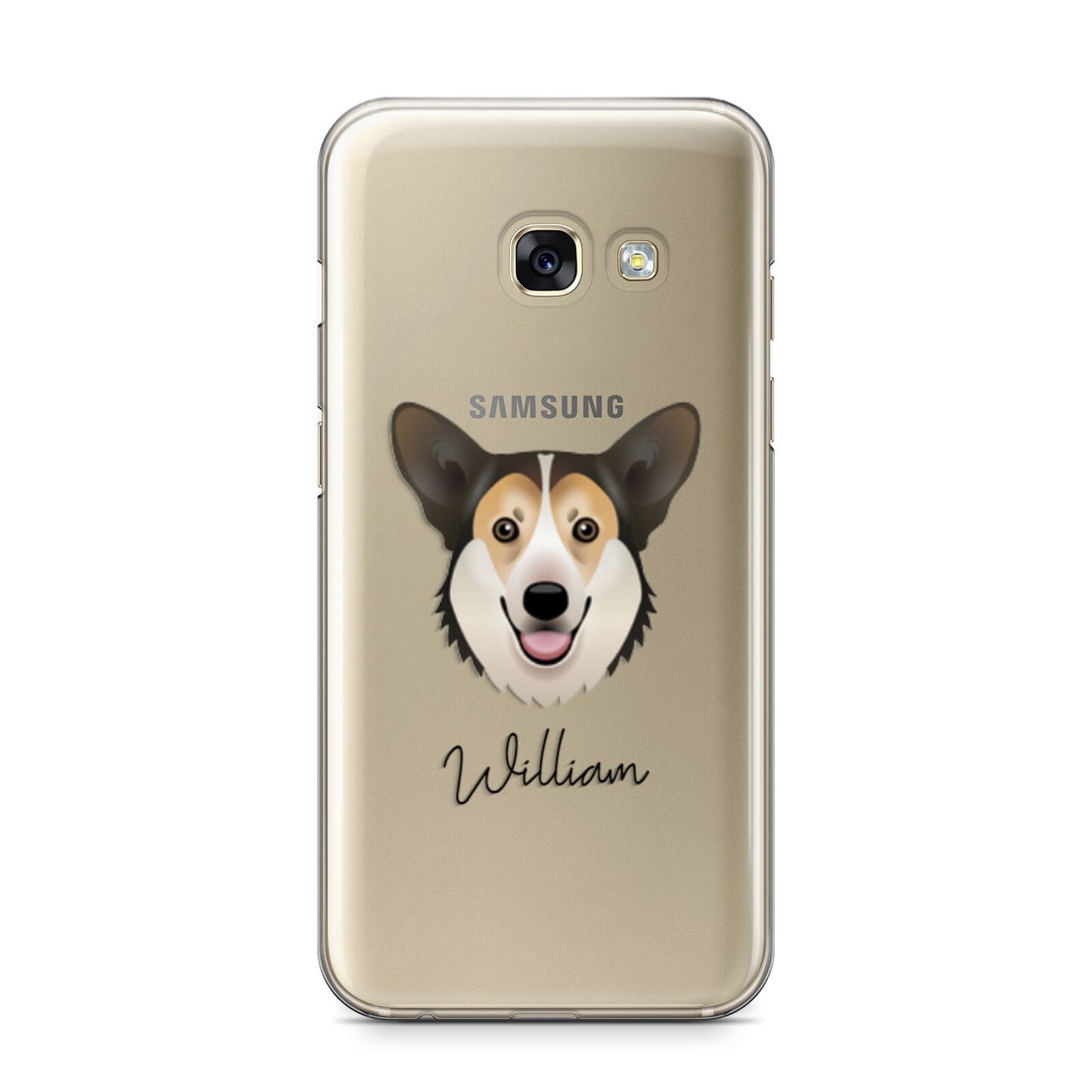 Pembroke Welsh Corgi Personalised Samsung Galaxy A3 2017 Case on gold phone