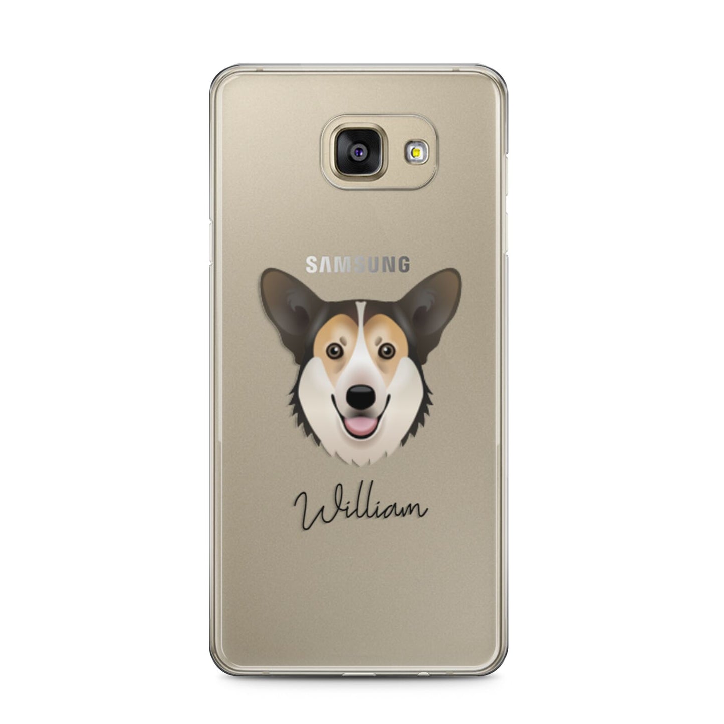 Pembroke Welsh Corgi Personalised Samsung Galaxy A5 2016 Case on gold phone