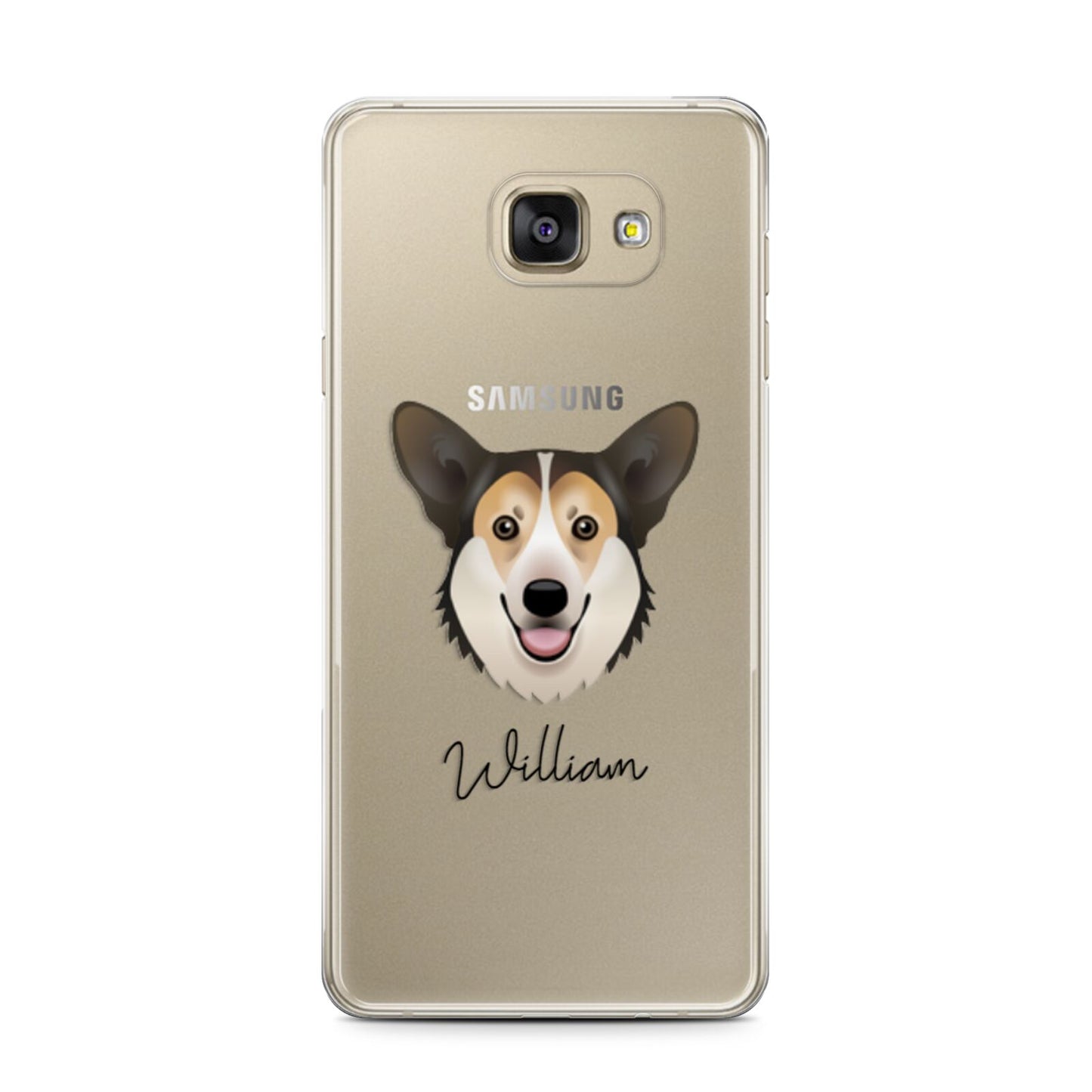 Pembroke Welsh Corgi Personalised Samsung Galaxy A7 2016 Case on gold phone