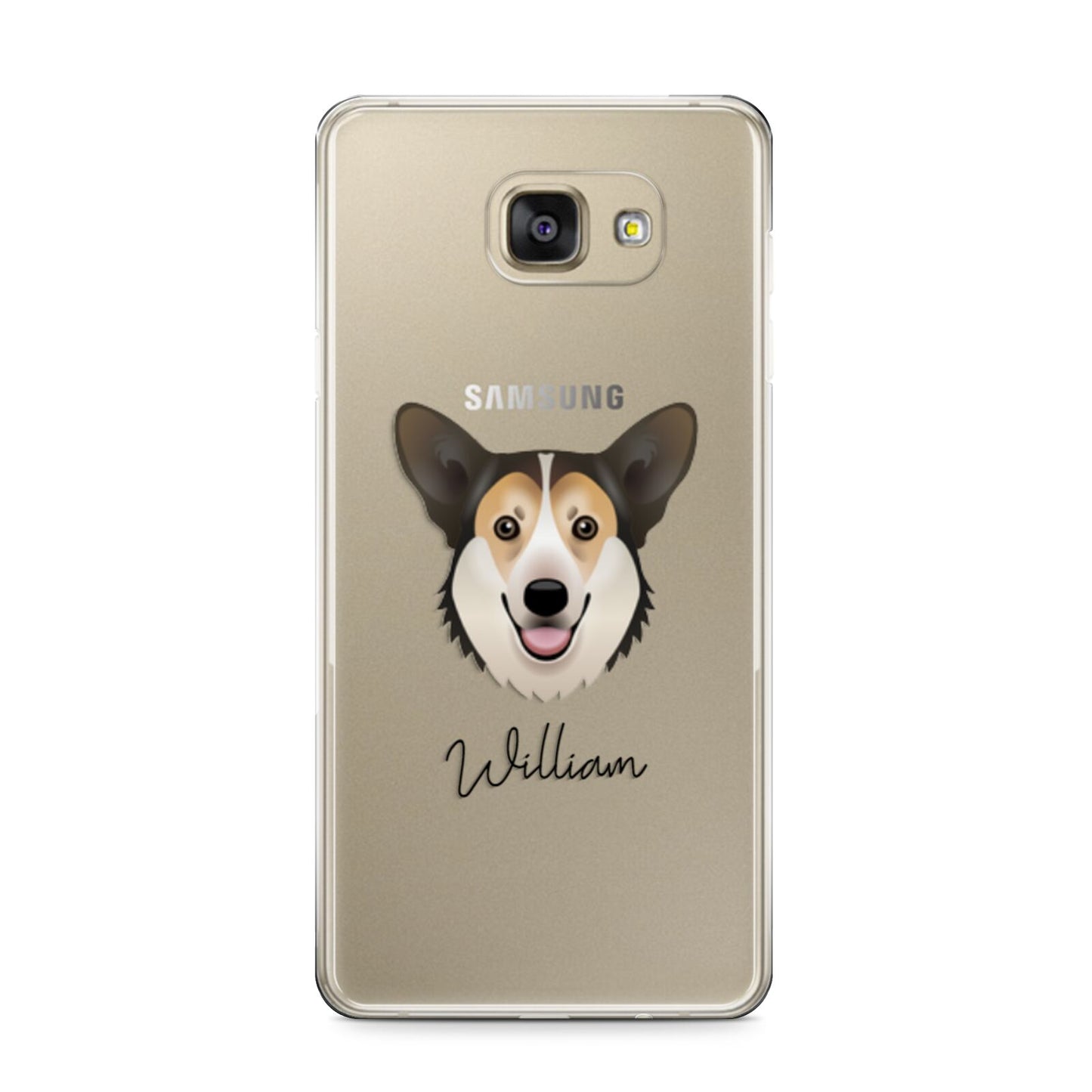Pembroke Welsh Corgi Personalised Samsung Galaxy A9 2016 Case on gold phone