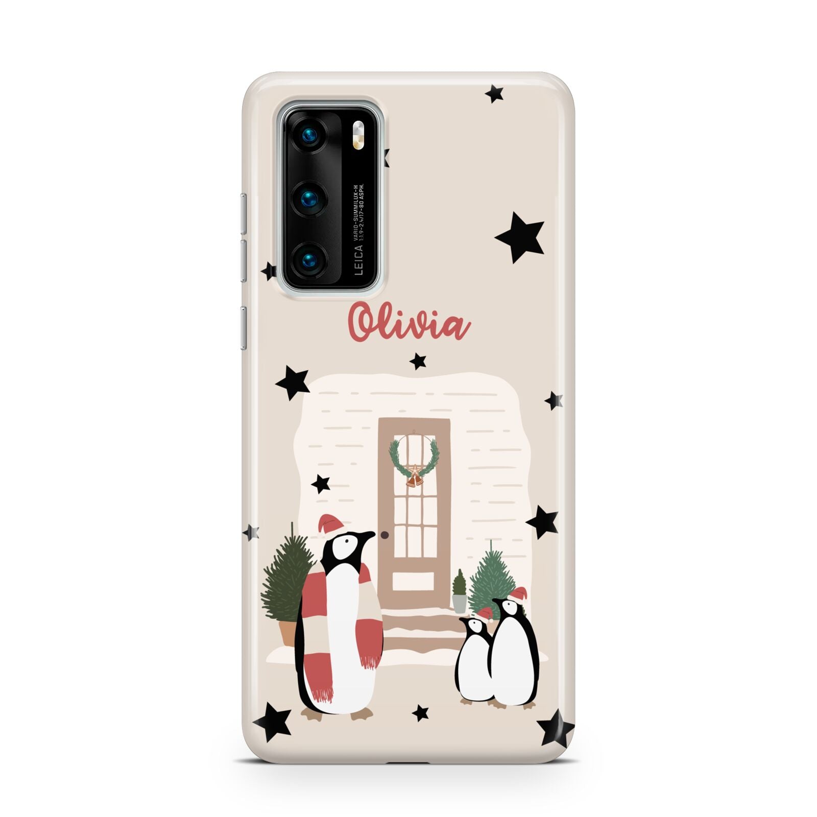 Penguin Christmas Personalised Huawei P40 Phone Case