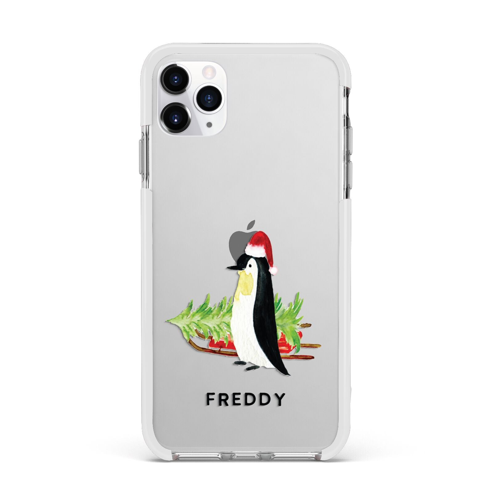 Penguin Personalised Apple iPhone 11 Pro Max in Silver with White Impact Case