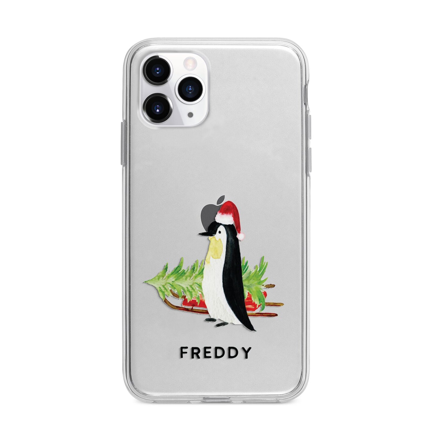 Penguin Personalised Apple iPhone 11 Pro in Silver with Bumper Case