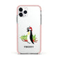 Penguin Personalised Apple iPhone 11 Pro in Silver with Pink Impact Case