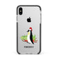 Penguin Personalised Apple iPhone Xs Max Impact Case Black Edge on Silver Phone