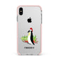 Penguin Personalised Apple iPhone Xs Max Impact Case Pink Edge on Silver Phone