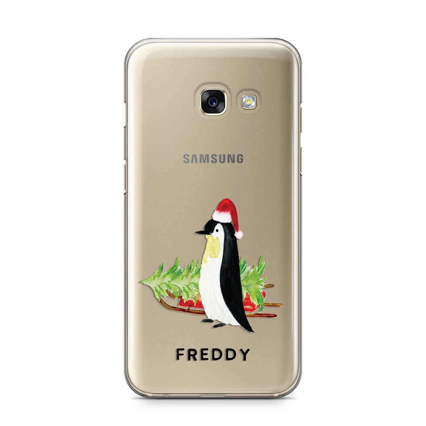 Penguin Personalised Samsung Galaxy A3 2017 Case on gold phone