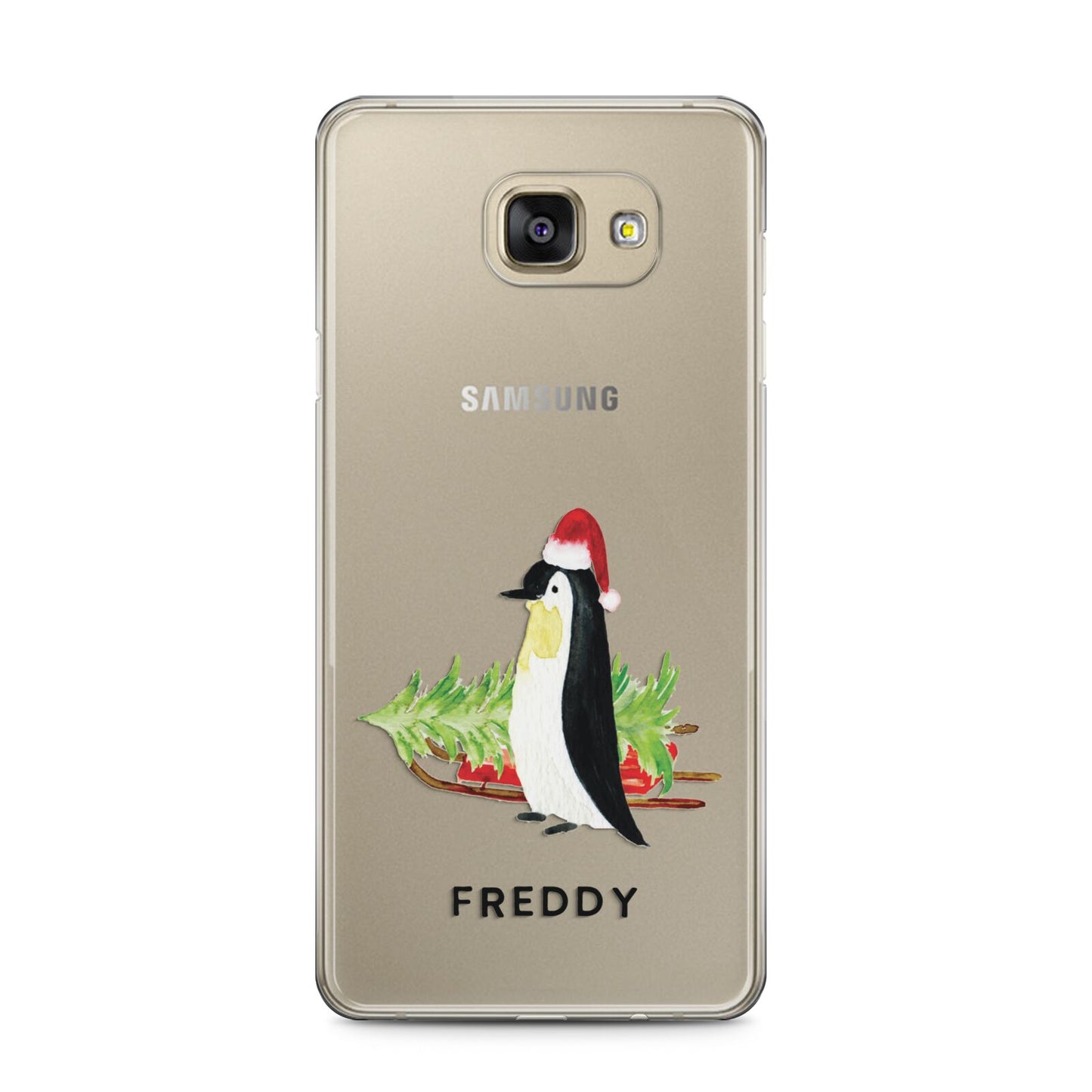 Penguin Personalised Samsung Galaxy A5 2016 Case on gold phone