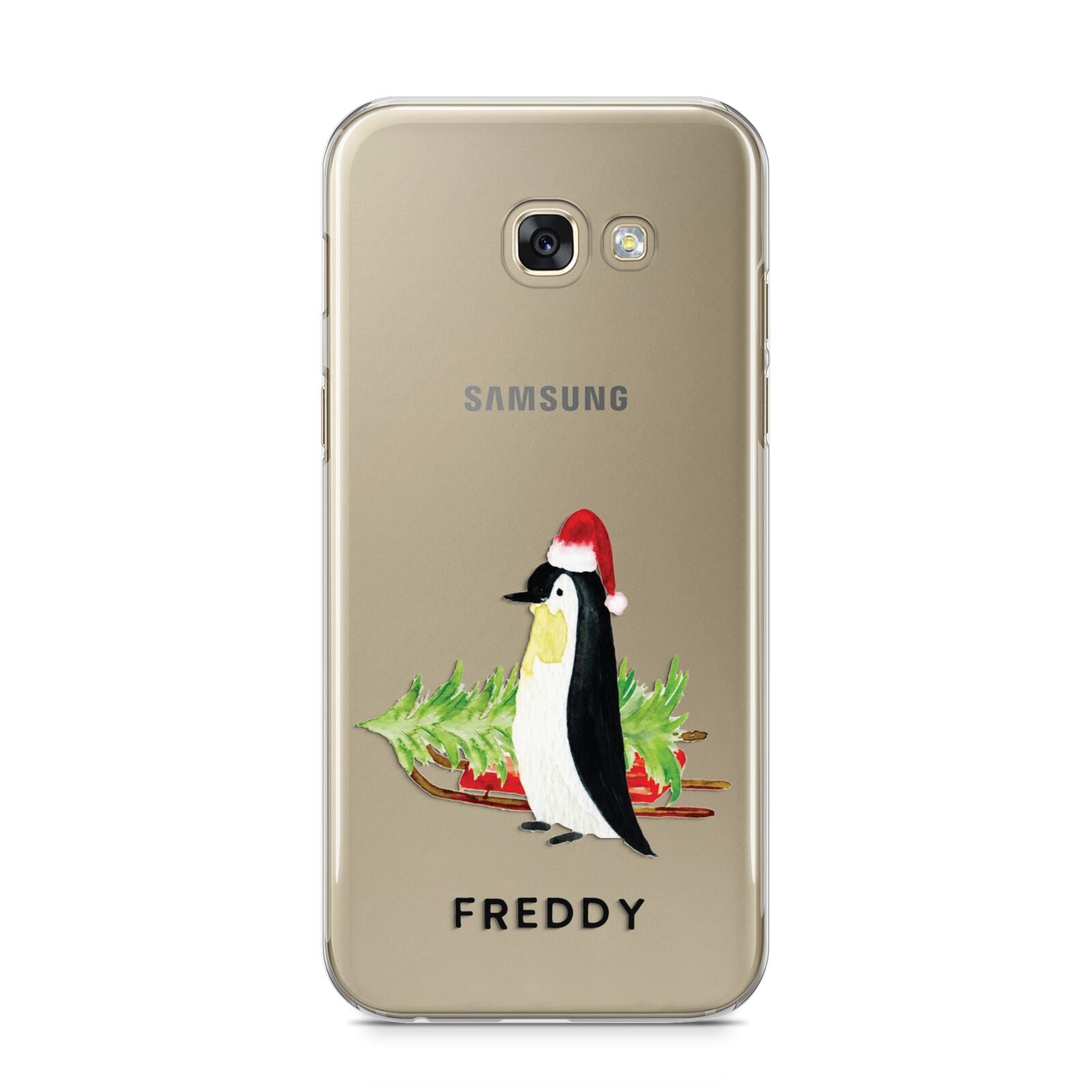 Penguin Personalised Samsung Galaxy A5 2017 Case on gold phone