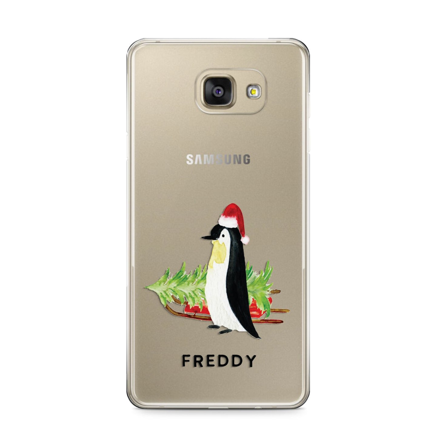 Penguin Personalised Samsung Galaxy A9 2016 Case on gold phone