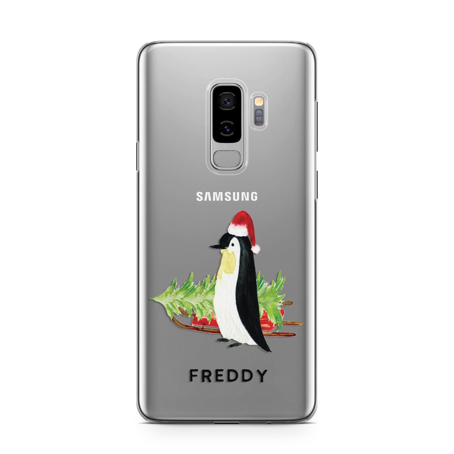 Penguin Personalised Samsung Galaxy S9 Plus Case on Silver phone