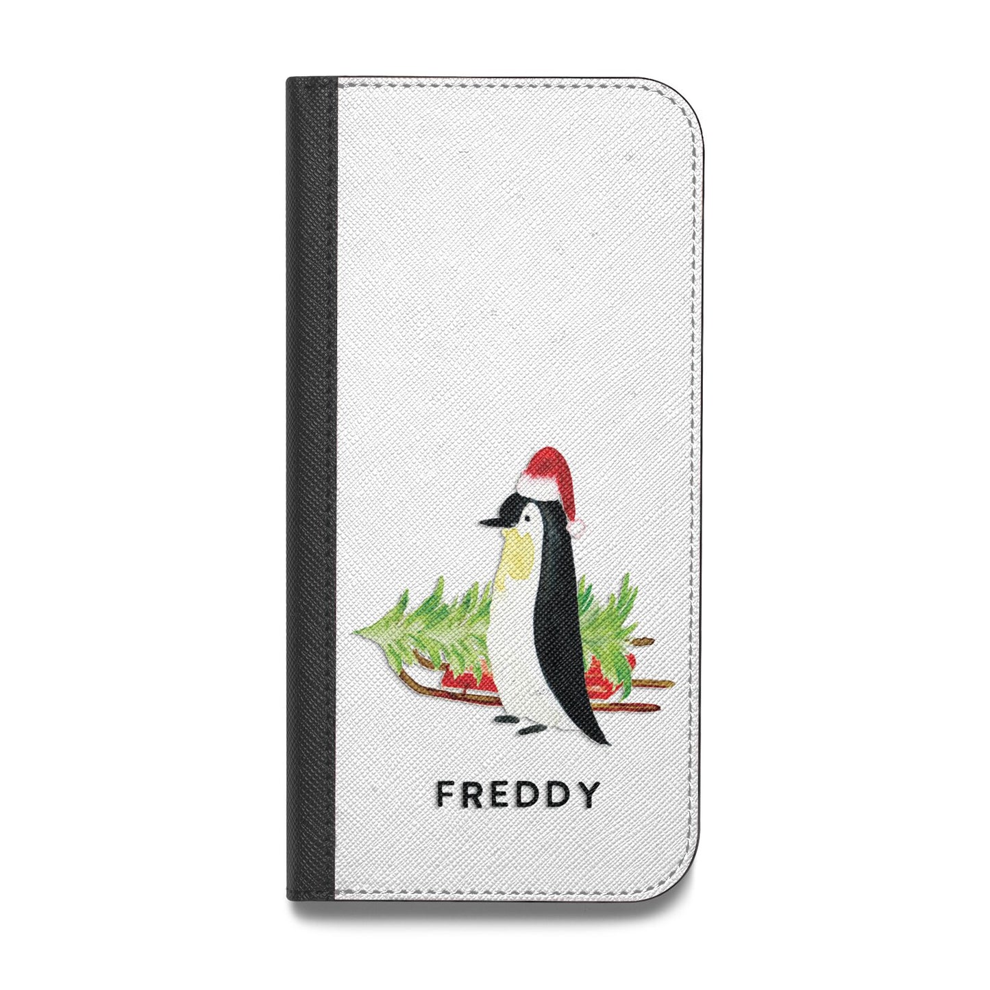 Penguin Personalised Vegan Leather Flip iPhone Case