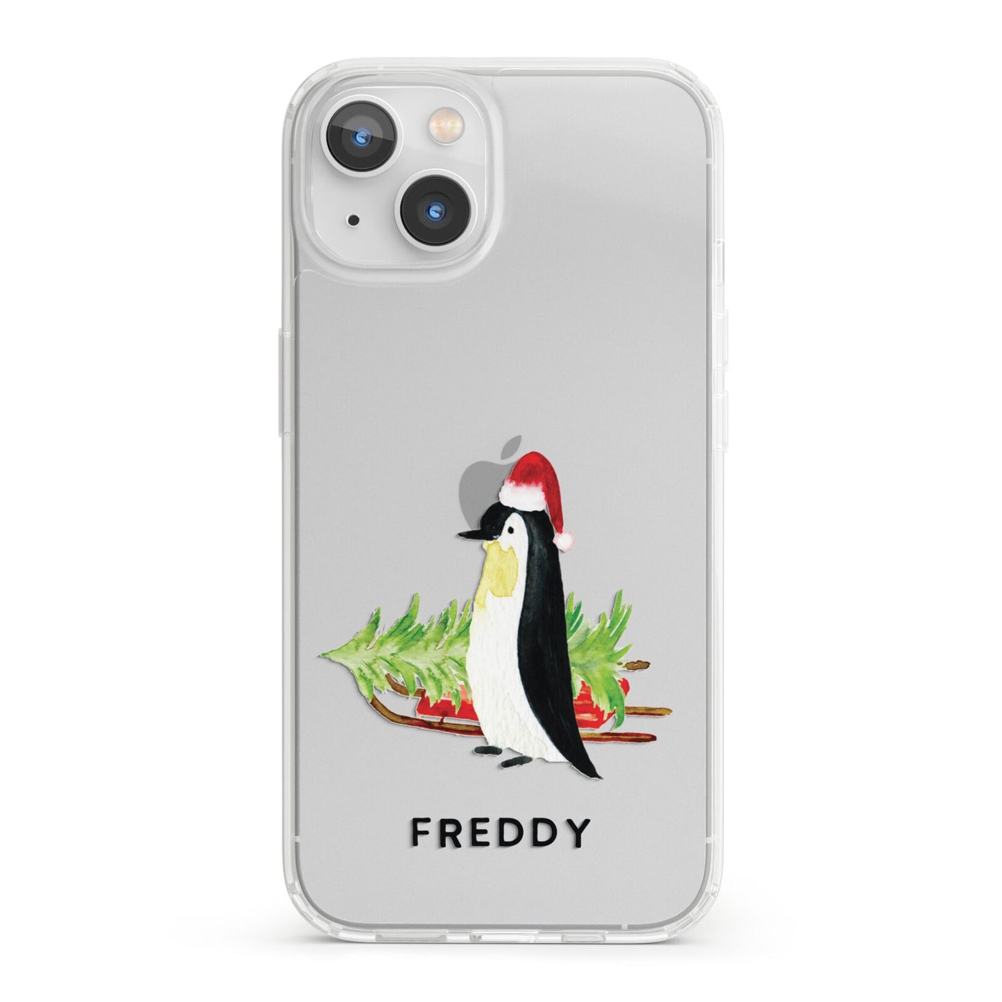 Penguin Personalised iPhone 13 Clear Bumper Case