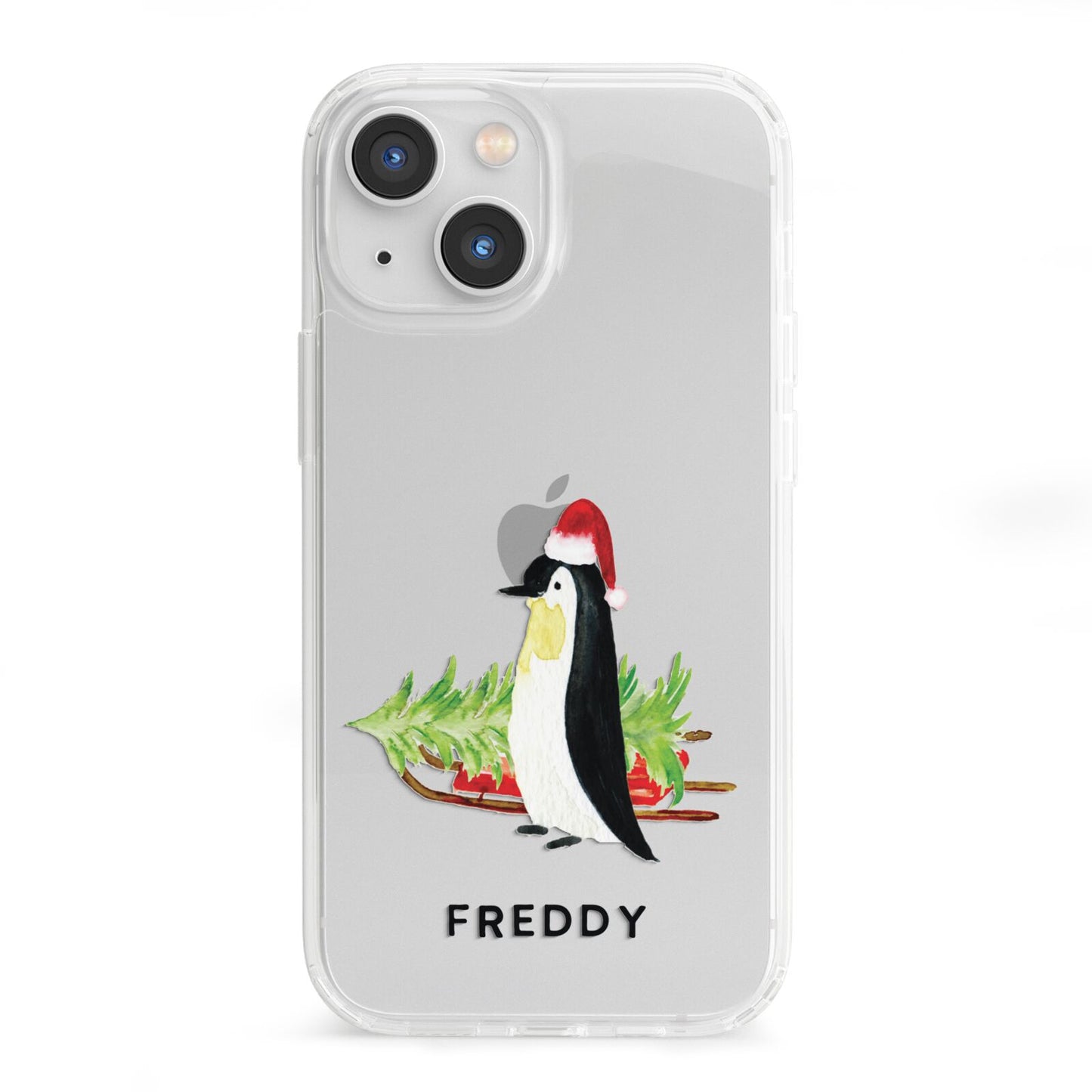 Penguin Personalised iPhone 13 Mini Clear Bumper Case
