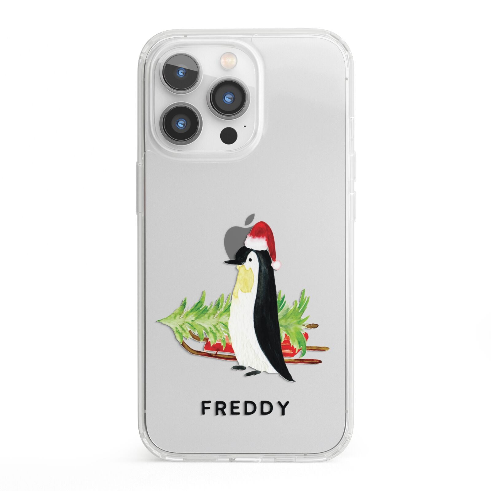 Penguin Personalised iPhone 13 Pro Clear Bumper Case