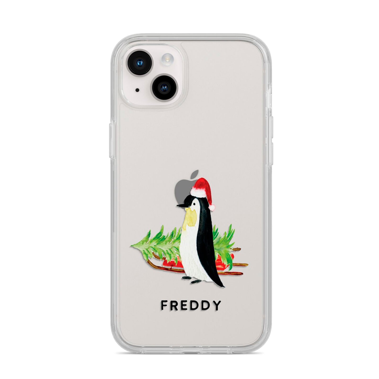 Penguin Personalised iPhone 14 Plus Clear Tough Case Starlight