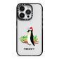 Penguin Personalised iPhone 14 Pro Black Impact Case on Silver phone
