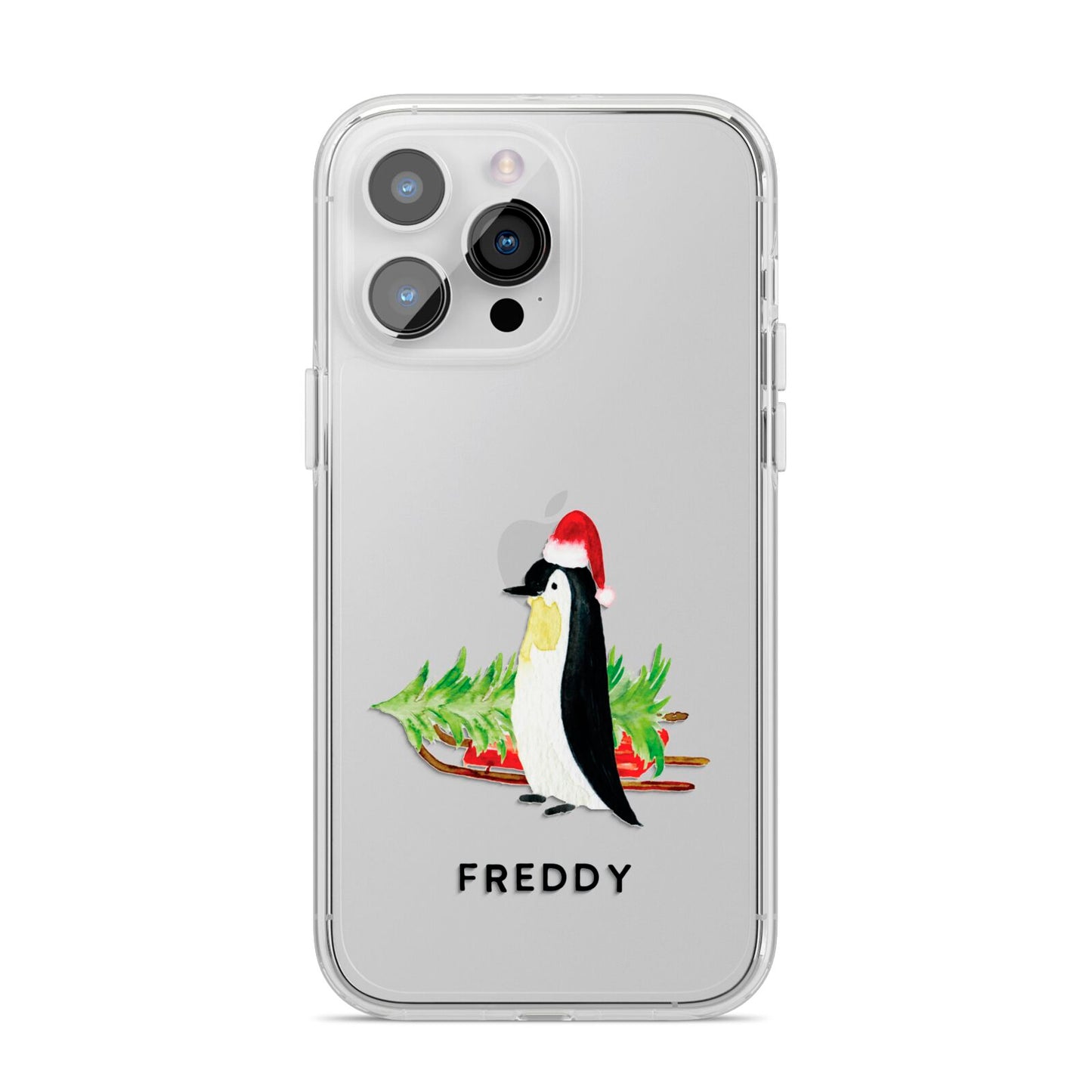 Penguin Personalised iPhone 14 Pro Max Clear Tough Case Silver