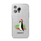 Penguin Personalised iPhone 14 Pro Max Glitter Tough Case Silver