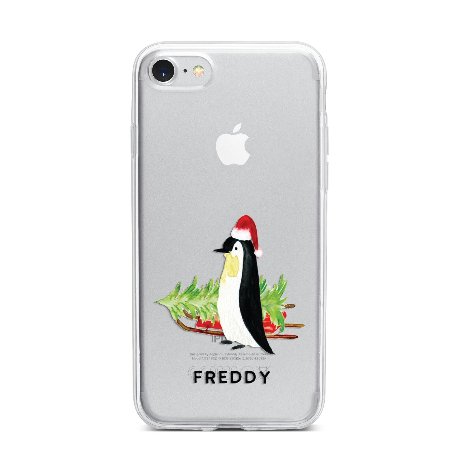 Penguin Personalised iPhone 7 Bumper Case on Silver iPhone
