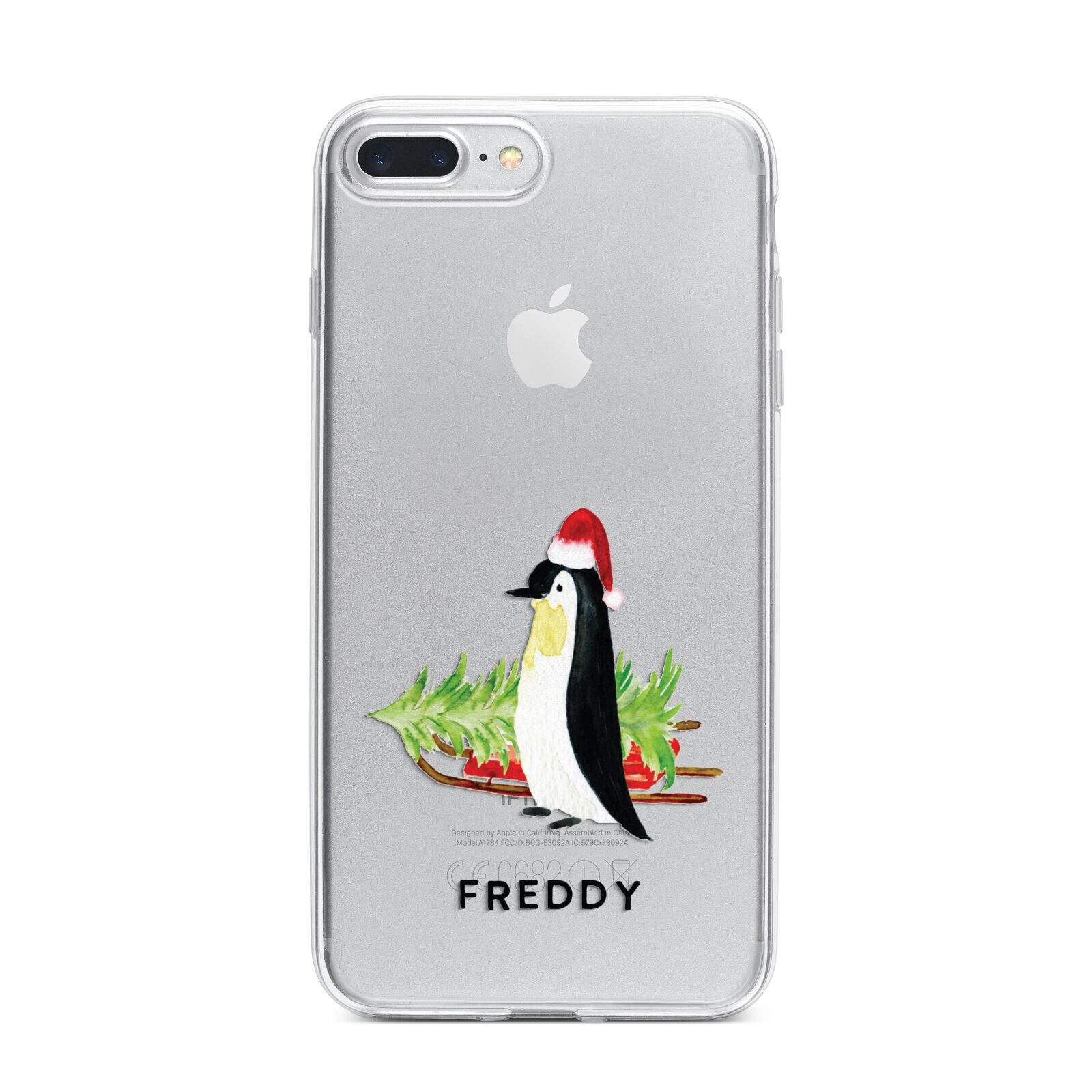 Penguin Personalised iPhone 7 Plus Bumper Case on Silver iPhone